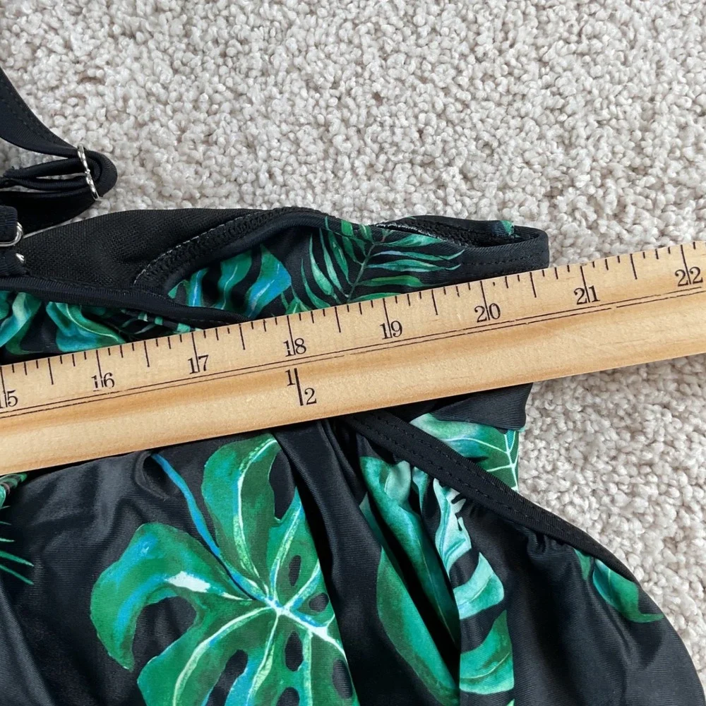 Daci Womens Plus 20W Tropical Monstera Leaf Off Shoulder One Piece Swimsuit NEW